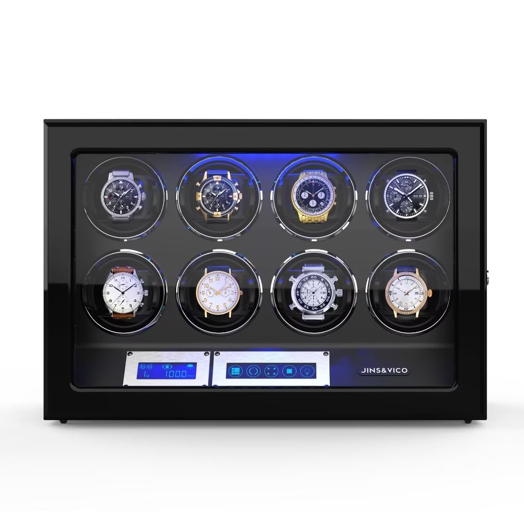 Watch Winder for Automatic Watches 8 Winding Spaces Watch Winders Flexible Watch Pillows LED Illumination Multiple Mode Setting Walmart