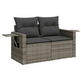 thumbnail image 4 of vidaXL Garden Sofa Set Gray PE Rattan Large Adjustable Armrests, 4 of 9