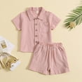 thumbnail image 2 of TOWED22 Toddler Baby Boy Girl Clothes Striped Short Sleeve T-shirt Tops Elastic Waist Shorts Set 2Pcs Summer Outfit Pink,3-4 Y, 2 of 7