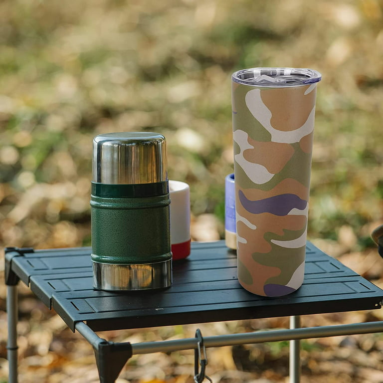 Camo Tumbler 20 oz Travel Coffee Mug Camouflage Print Skinny