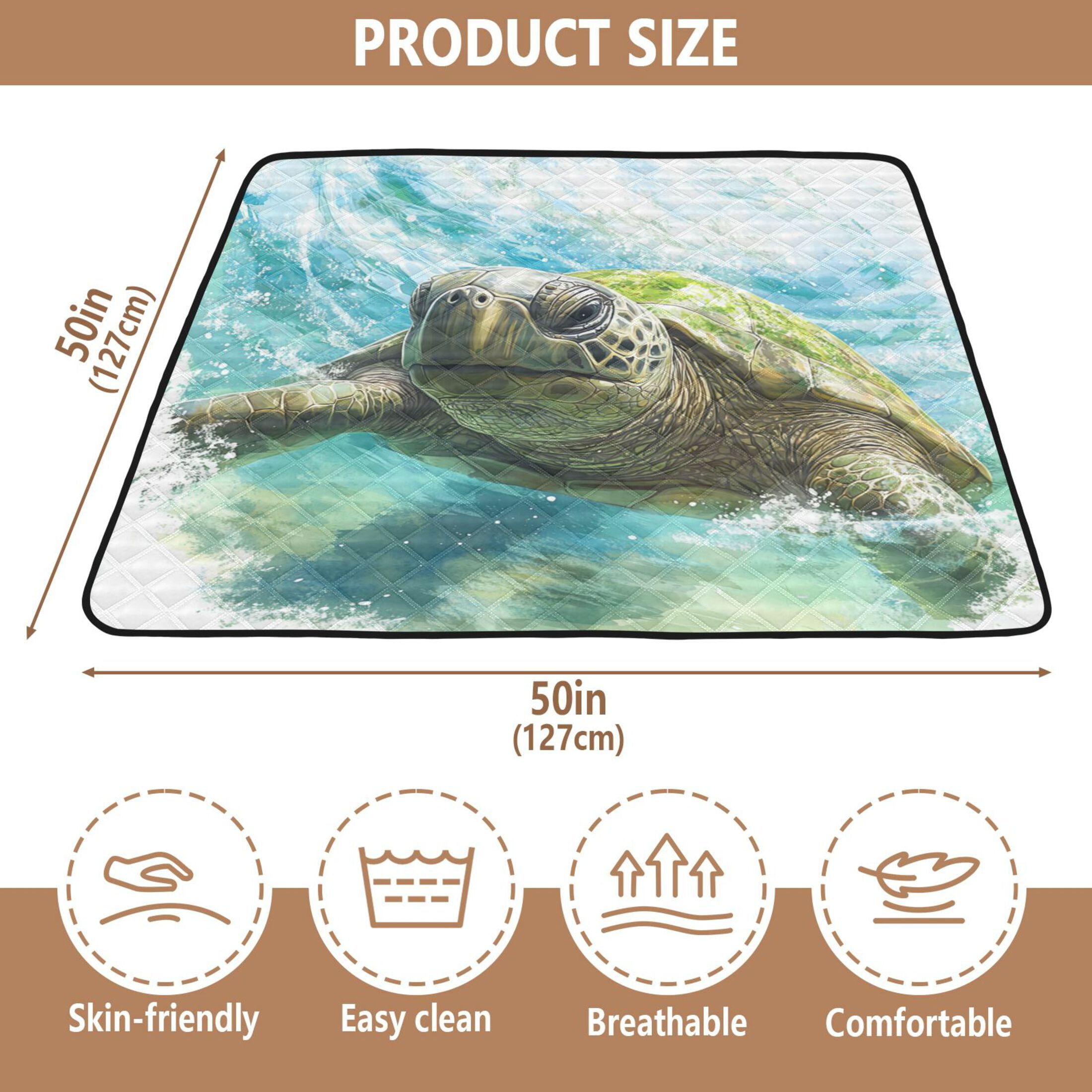 WOBOGO Great Turtle Baby Playmats Extra Large Waterproof Rollable Activity Pads for Toddlers 50×50inch