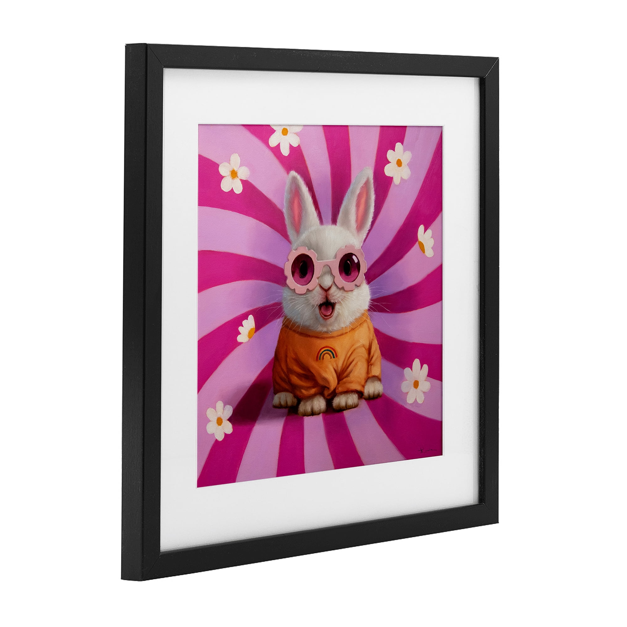 Stupell Industries Good Vibes Only Rabbit Black Framed Print Under Glass, design by Lucia Heffernan