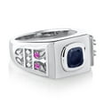 thumbnail image 3 of Gem Stone King 2.86 Ct Cushion Blue Sapphire Pink Sapphire 925 Sterling Silver Men's Ring (Size 10), 3 of 4