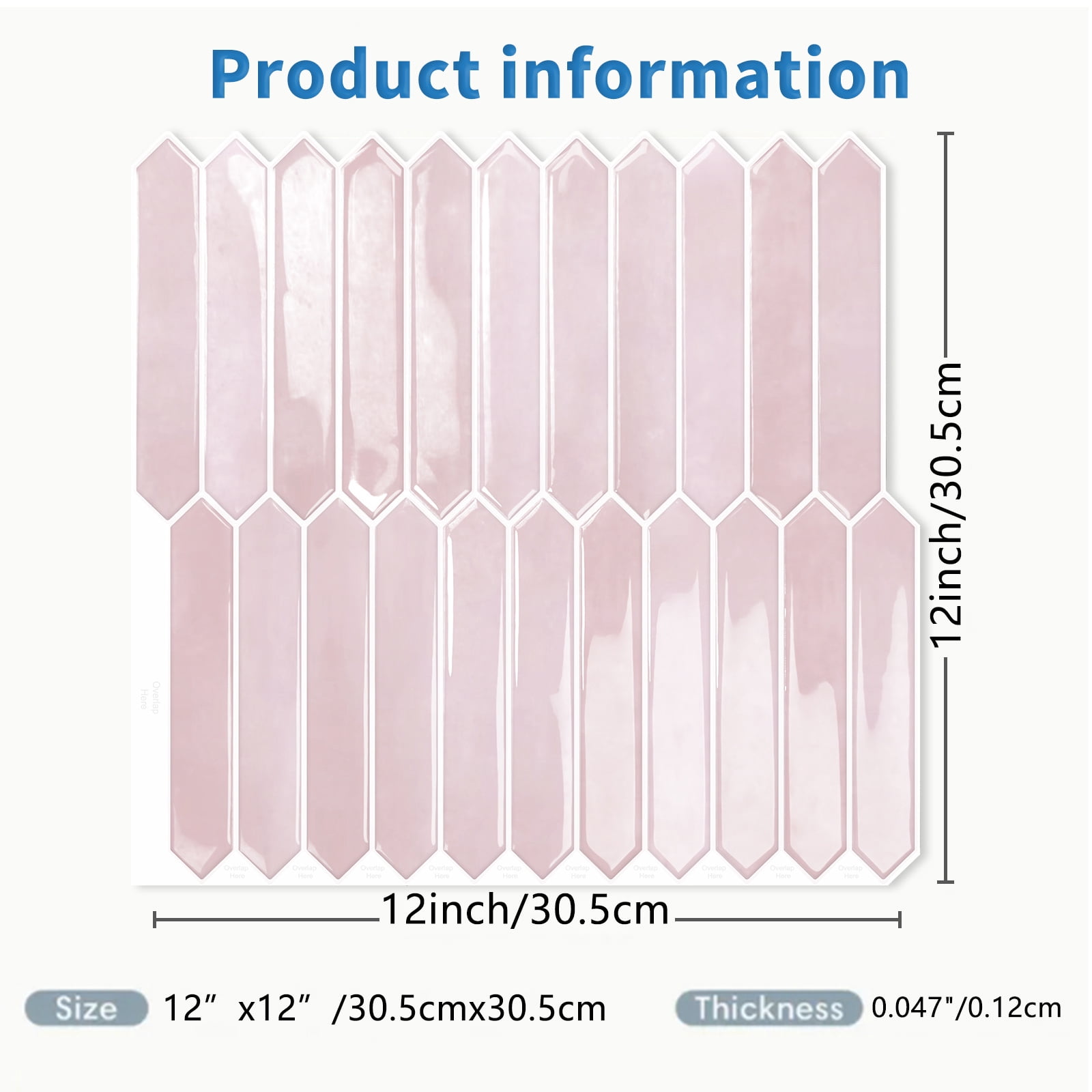DEWOO Pink Long Hexagon Tile Peel and Stick Backsplash, 10 Sheets Self-Adhesive Wall Tiles Stick on Back Splash for Kitchen, Bathroom, Fireplace,RV(12"×12")