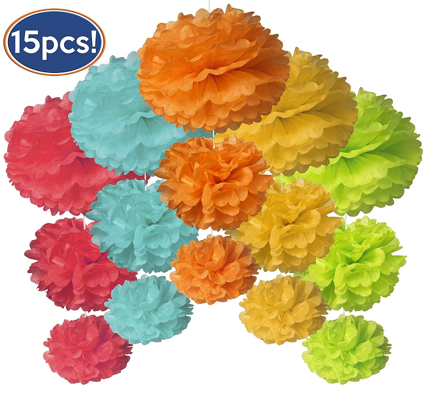 6" 8" 10" 12" 15" pompoms paper ball fabric flowers decoration weddings party