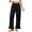 CYZ51-Black, variant on Linen Palazzo Pants For Women Button Elastic High Waisted Ruffle Hem Linen Pants Relaxed Fit Lounge Baggy Pant With Pockets Blue M