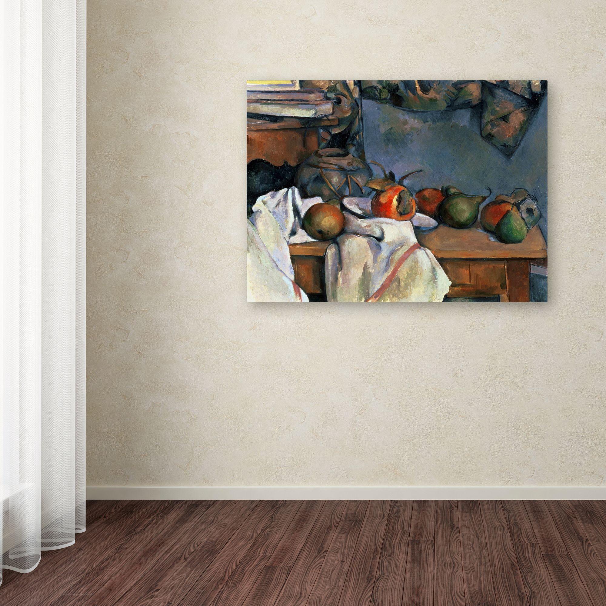 Cezanne 'Ginger Pot With Pomegranite And Pears' Canvas Art