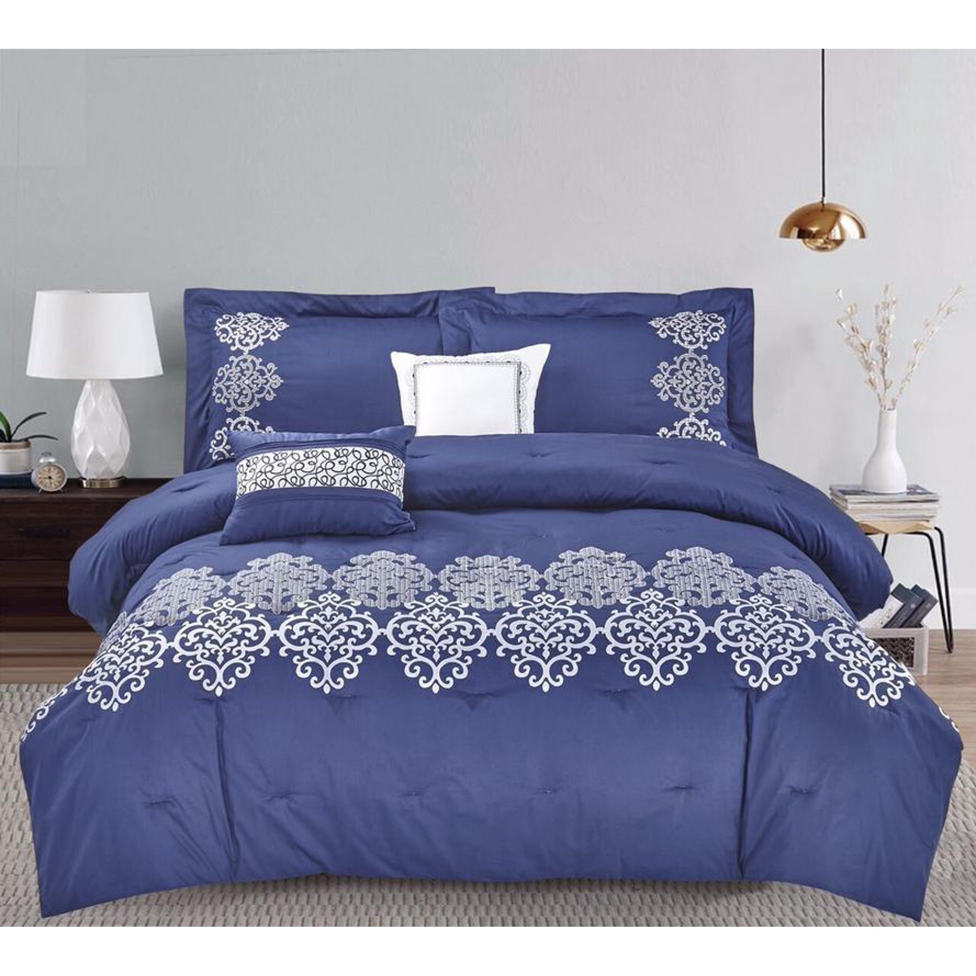 Candra Breathable 5 Pc Comforter Set Egyptian Cotton 300 Thread