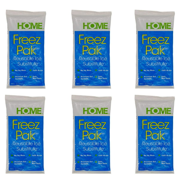 Freez Pak Reusable Ice Gel Substitute (Set of 6, 3.75 in x 7.5 in x 1/2 ...