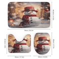 thumbnail image 3 of Christmas Snowman Snow House 4Pcs Shower Curtain Set Shower Curtain Set with Carpet Bath Mat, 3 of 8