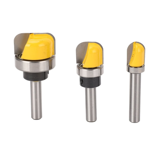 3 brocas de enrutador de 8 mm con vástago redondo y bandeja para cortar madera.