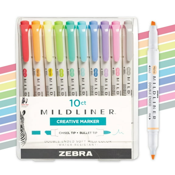 Zebra Pen Mildliner Double-Ended Creative Highlighter Set - Assorted 10-Pack