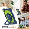 thumbnail image 5 of SaniMore Case for iPad 10th Generation 10.9" 2022, Shockproof Bumper Shoulder Strap 360° Rotating Handle Bracket + Pencil Holder Tri-layer Hybird Anti-drop Kids Shell, Navy+Green, 5 of 8
