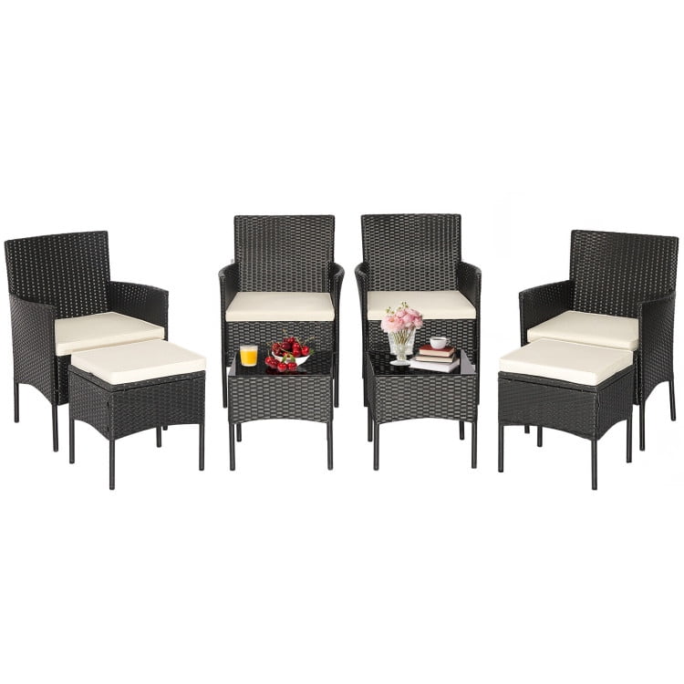 Aimee Lii 8 Pieces Outdoor Wicker Sofa Set with 2 Coffee Table, Backyard Furniture, Rustproof Aimee Lii 8 Pieces Outdoor Wicker Sofa Set with 2 Coffee Table, Backyard Furniture, Rustproof