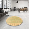 thumbnail image 3 of Ahgly Company Tapis d'Intérieur Rond Abstrait Jaune Oriental, 7 Pieds Rond, 3 of 6