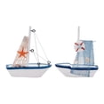 thumbnail image 1 of EeaseMX 2 piezas de adorno de velero de madera, estilo mediterráneo, modelo de velero, artesanía de madera, decoración de mesa para el hogar, velero para fiesta A y C, 1 of 7