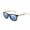 Bright black x blue, variant on Mens Womens Sunglasses Square Bamboo Frame with Mirror Anti Reflective Lenses UV400 Protection Lightweight