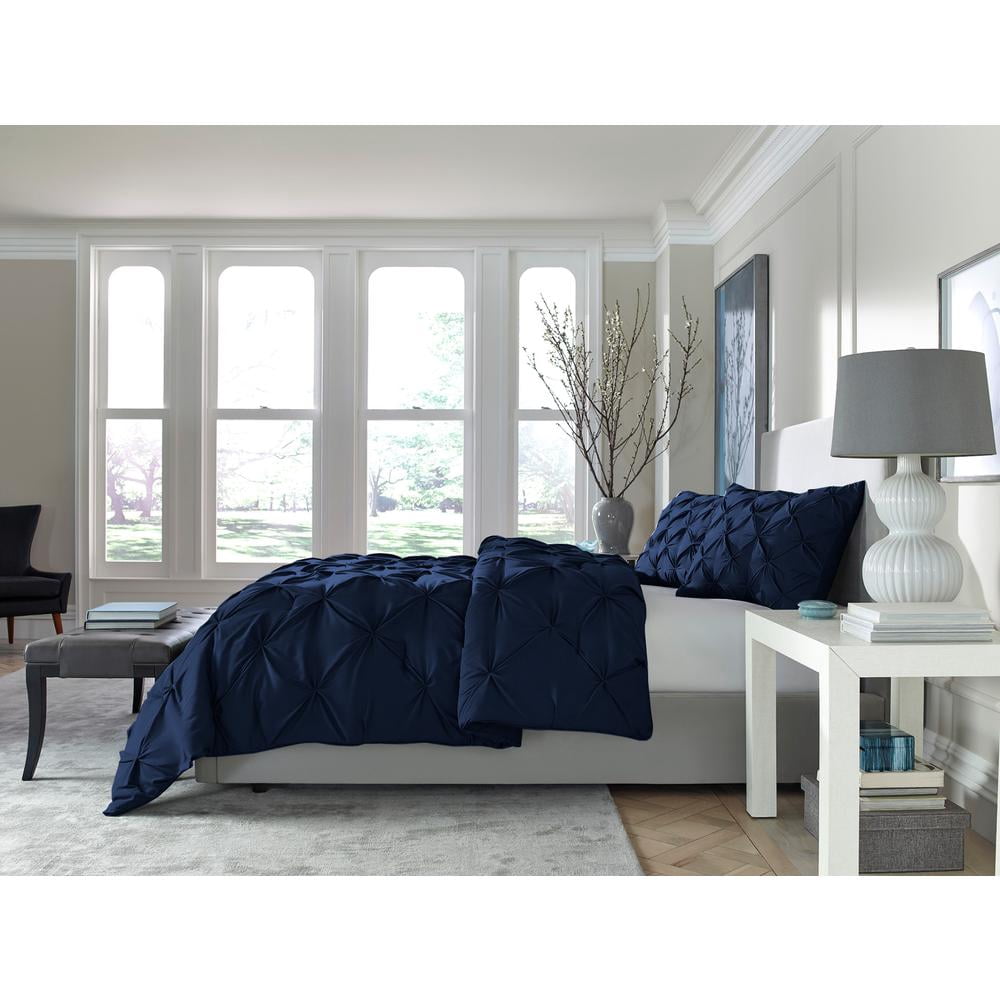 Navy Blue Queen Microfiber 110 Thread Count Washable Down Alternative Comforter