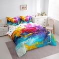 thumbnail image 3 of jejeloiu Metallic Texture Print 7 Pieces Bedding Comforter Set,Liquid Gradient Aesthetic Full Bedding Set,Watercolor Ombre Fitted Sheet Flat Sheet For Teens,Ultra Soft Home Decor Reversible, 3 of 8