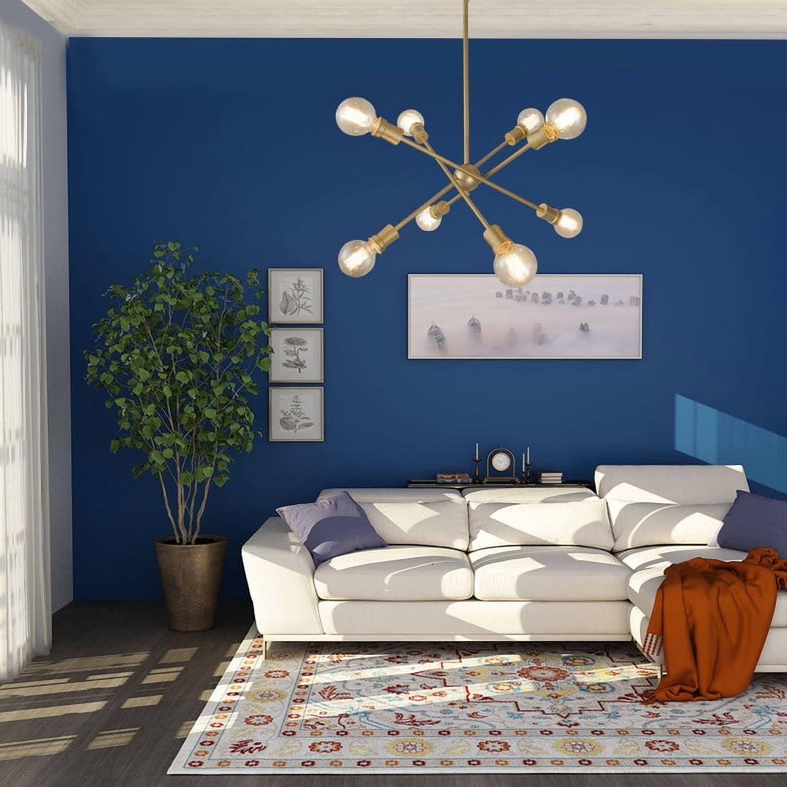 LNC 8-Light Modern Gold Sputnik Chandelier with Adjustable Rods for Living Room or Dining Room