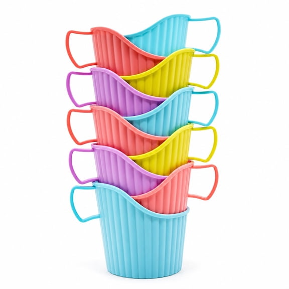 10 Pack Disposable Paper Cup Sleeves with Handle, Heat Resistant Plastic Cup Holder, Anti-Scald Cup Carrier, Reusable Cup Support for Hot Drinks, Random Colors for Home, Office, Party, Coffee & Tea