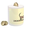 thumbnail image 2 of Dachshund Piggy Bank, Dog Sketch with Geometric Elements Circles and Lines, Ceramic Coin Bank Money Box for Cash Saving, 3.6" X 3.2", Beige Red Fern Green, by Ambesonne, 2 of 4