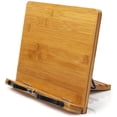 thumbnail image 1 of Bamboo Book Stand,wishacc Adjustable Book Holder Tray and Page Paper Clips-Cookbook Reading Desk Portable Sturdy Lightweight Bookstand-Textbooks Books, 1 of 9