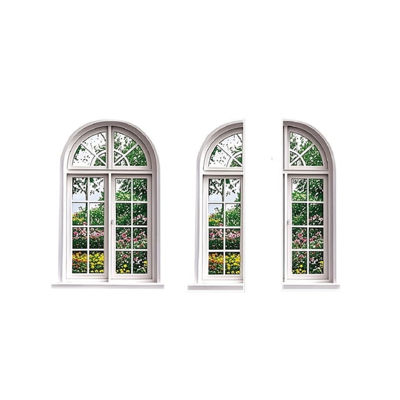 Imitation 3D Stereoscopic Perforated Wall Sticker, Ocean Beach Home Background Wall, Removable Decorative Sticker (2D) – Cover Themes Beach Trees & Green Scenery, 3 Sizes