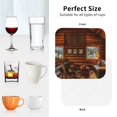 thumbnail image 6 of Picia Log Cabin Inside Printed Leather Coasters for Drinks, 4" Drink Coasters Set of 4 for Tabletop Protection, Handmade Luxurious Home Décor and Housewarming Gift -Square, 6 of 6