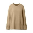 thumbnail image 4 of PMVFHDE Women Oversized Sweater Crewneck Long Sleeve Oversized Fuzzy Knit&nbsp;Cozy Sweaters For Women&nbsp;Warm Pullover Top Khaki,XL, 4 of 5