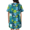 thumbnail image 3 of Naloa Shark And Leaves Women's Short-Sleeved Pajama Set, Loungewear, Summer pajamas, Breathable Cozy - Medium, 3 of 9
