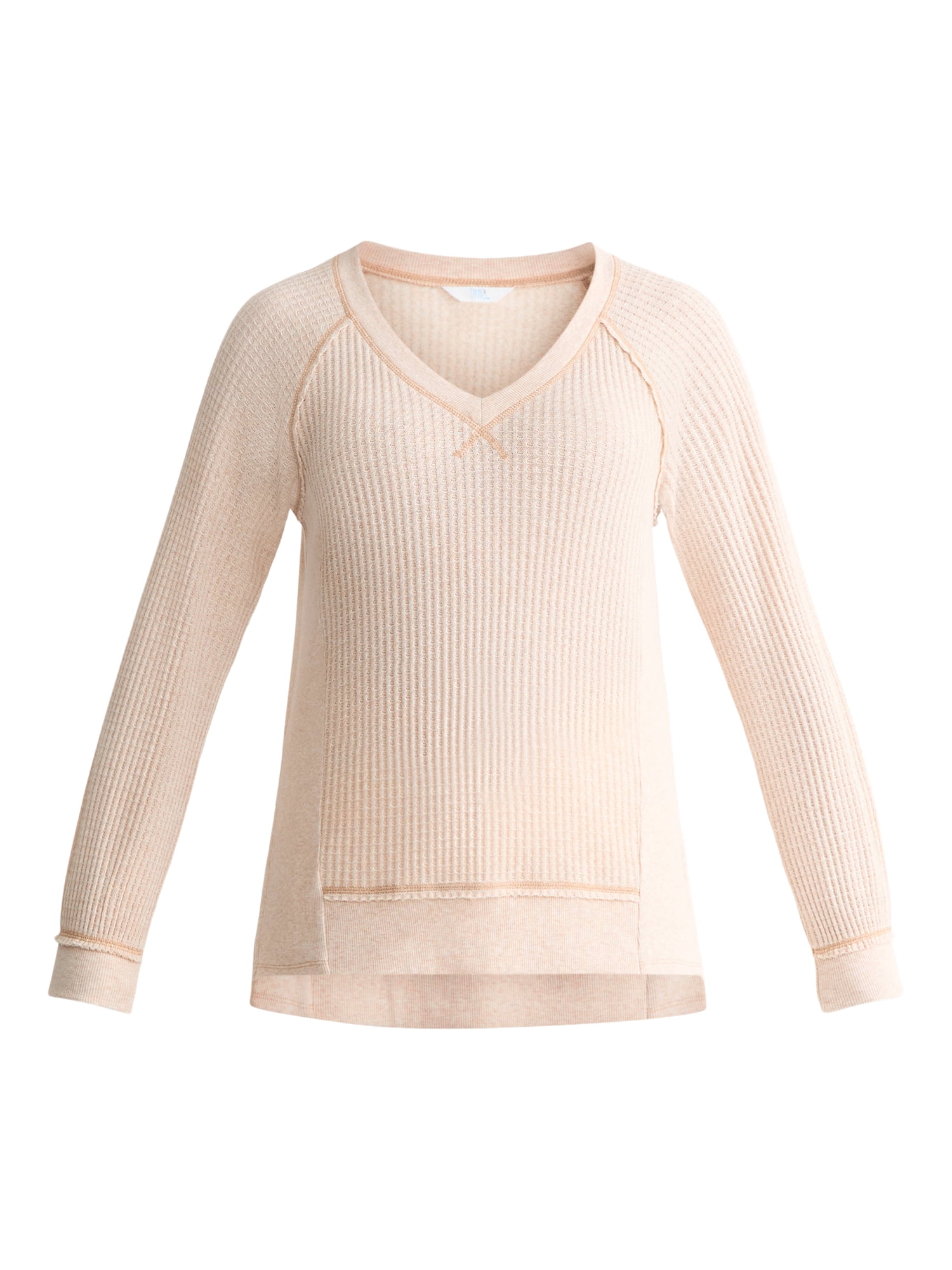 Time and Tru Women's and Women's Plus V Neck Tunic Sweatshirt with Long Sleeves, Sizes XS-4X