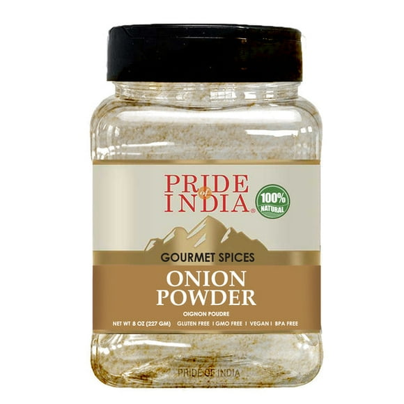 Pride of India / Oignon Finement Moulu 6 oz (170 g) Pot Moyen à Double Tamis / Épice Gastronomique pour la Cuisson / Essentiel du Garde-Manger / Ajoute de la Saveur aux Sauces/trempettes/assaisonnages/marinades / Facile à Ranger