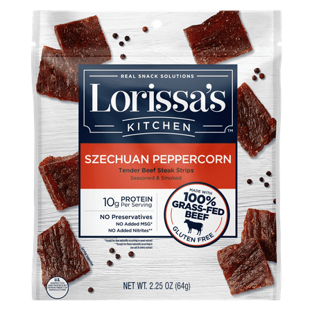 Lorissa's Kitchen Premium Steak Strips, Szechuan Peppercorn, Gluten Free, 2.25oz