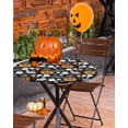 thumbnail image 2 of Round Fitted Tablecloths with Elastic Edge Halloween Witch Hat Cat Oil-Proof Waterproof Wipeable Table Cover for Kitchen Dining Party Decor Pumpkin Ghost on Black Table Clothes,36" - 44", 2 of 7