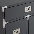 thumbnail image 2 of Inspired Home Norta Lacquer Finish Nightstand Chrome Leg Modern, Dark Grey, 2 of 9