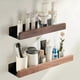 thumbnail image 5 of Black Walnut Wood Bathroom Storage Rack Wall Mounted Light Luxury Living Room Non Perforated Bathroom Storage Rack,20cm, 5 of 5