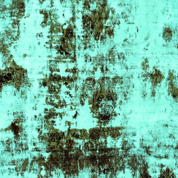 Ahgly Company Machine Washable Indoor Square Abstract Turquoise Blue Modern Area Rugs, 6' Square