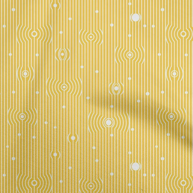 oneOone Tissu Georgette Viscose Jaune Rayures Projets de Couture Tissu Imprimé au Mètre 42 Pouces de Large