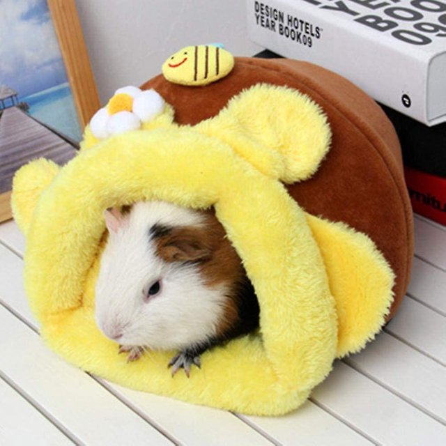 Saco de dormir para conejillo de indias, saco para abrazar a erizo, cama para casa de ratas, forma de abeja, forro polar cálido, pequeño Yl