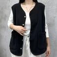 thumbnail image 3 of Lmnyox Sherpa Fleece Vest for Women Fashion Sleeveless Button Down Vest Outerwear Solid Thermal Casual Vest, 3 of 6