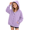 thumbnail image 2 of Lutiedan Girls Oversized Hoodies Snap Button Long Sleeve Fleece Sweatshirt Fall Casual Jacket with Pockets Size 4-14, 2 of 8