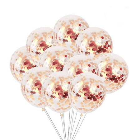 10pcs/lot Rose Gold Confetti Balloons 12 Inch Clear Latex Sequin Balloon Wedding 1st Birthday Party Baby Shower Decoration Kids Fun (Best Toys For Baby Girl First Birthday)