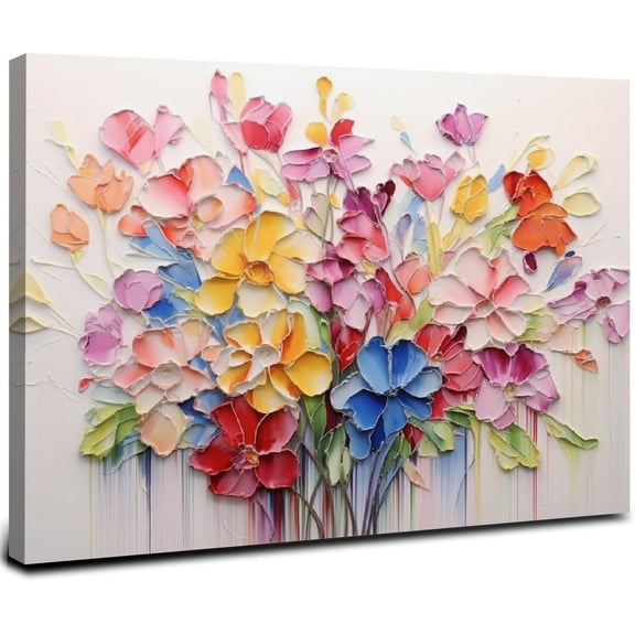 JRXY Flower Wall Art Colorful Poppy Wildflower Paintings Watercolor Spring Pictures Floral Wall Decor for Living Room Bedroom Pink Aesthetic Plants Canvas Prints Artwork Home Decoration