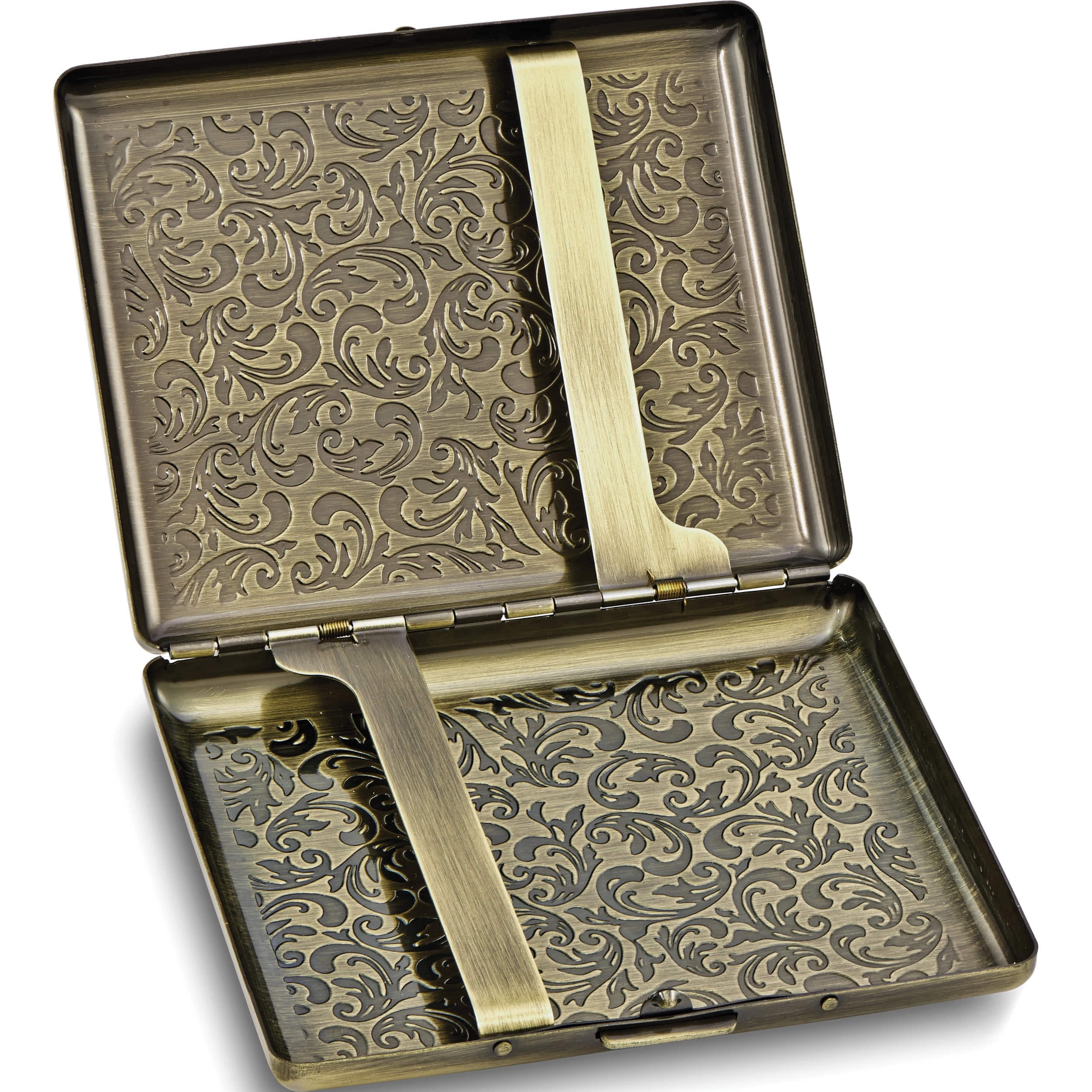 Fashion Antique Gold-Tone (Holds 20) Cigarette/Card Case (2.75 X 3.75) Made In China gm12312