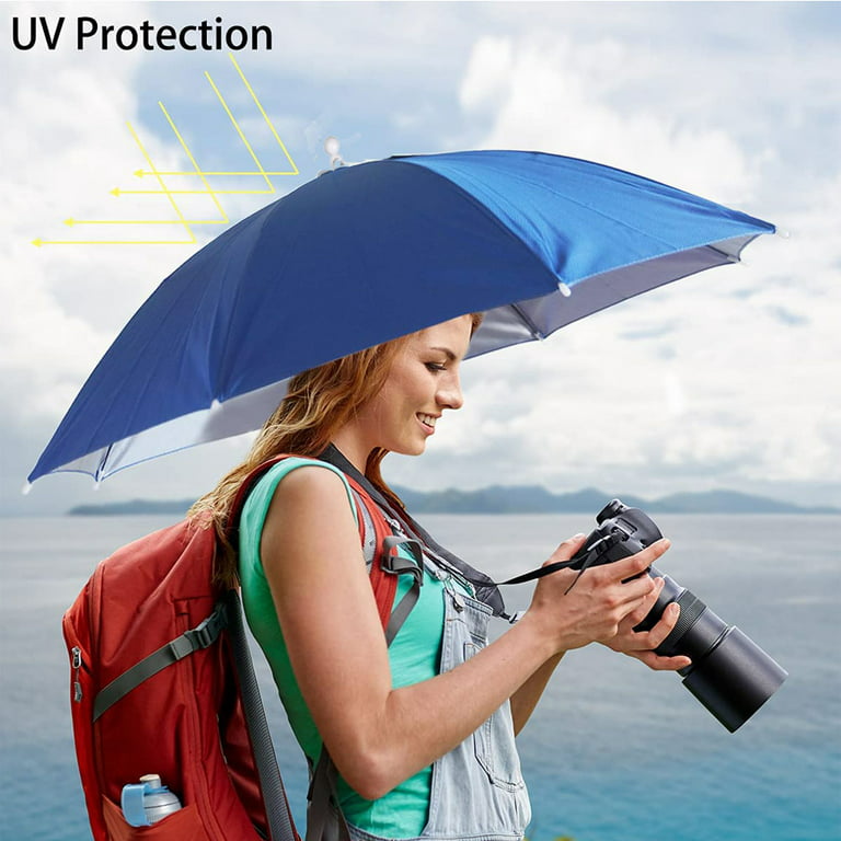 Manunclaims Umbrella Hat for Kids Adult, 25 inch Fishing Umbrella Hat Hands  Free UV Protection Umbrella Cap Adjustable Headwear for Fishing Golf