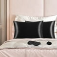 thumbnail image 1 of PiccoCasa Ensemble de 2 Taies d'Oreiller en Satin Standard Durables et Douces Noires, 1 of 7