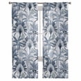 thumbnail image 3 of Blue Tropical Leaves Sheer Curtains 84 Inches Long 2 Panels Set, Window Sheer Curtains for Living Room/Bedroom, Summer Palm Trees Botanical Light Filtering Rod Pocket Curtain 52'' x 84'' x 2, 3 of 7