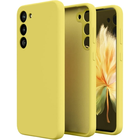 Designed for Samsung Galaxy S23 Plus 5G Case,Slim Liquid Silicone Rubber Shockproof Phone Cover Soft Anti-Scratch Microfiber Lining Protection Case for Samsung Galaxy S23 Plus 5G 2023 (Yellow)