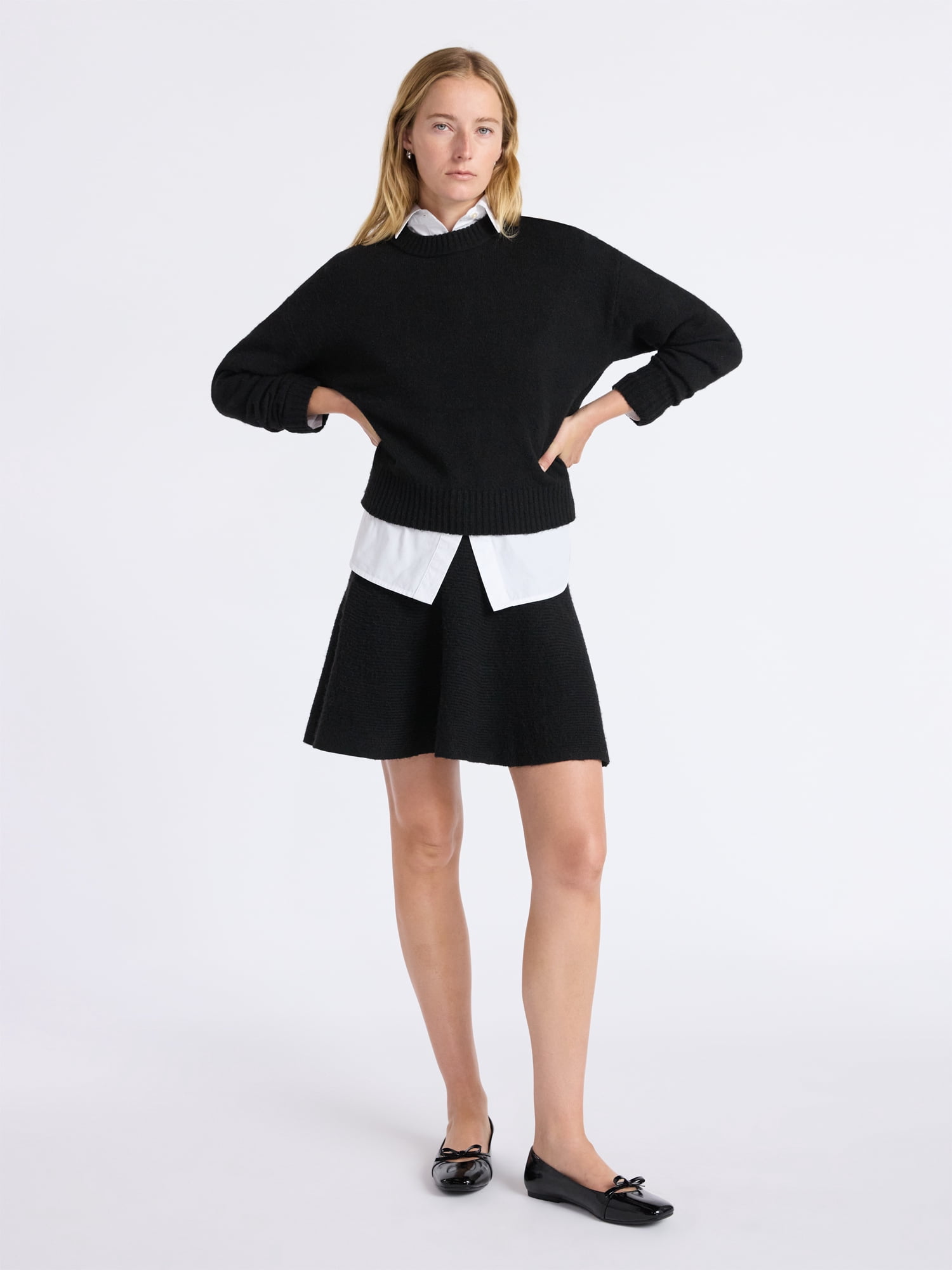 Free Assembly Women's and Women’s Plus Ribbed Mini Sweater Skirt, Sizes XS-4X